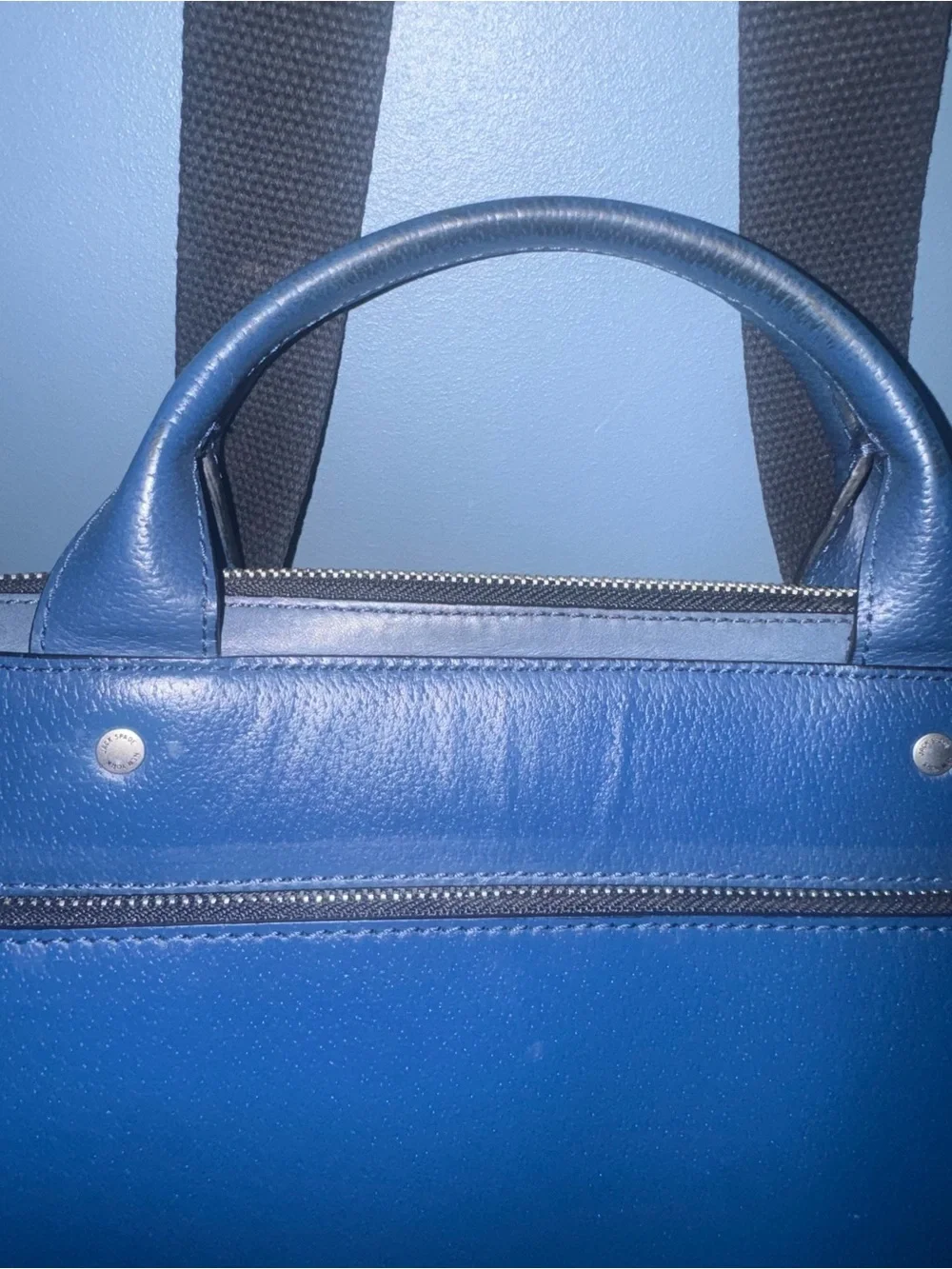 Jack Spade Mason Leather Slim Briefcase Cobalt Blue